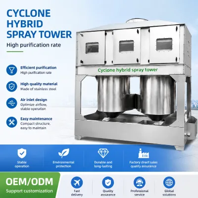 Spray Booth Cyclone Spray Tower for Removing Oil Mist, Smoke, and Acidic Fog; Stainless Steel Cyclone Scrubber.