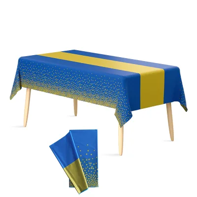 Disposable Rectangular Tablecloth PEVA Plastic Waterproof Golden No Logo for Cross-Border Party