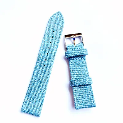 16 18 20 22 24 26 mm Hot Sell Soft Thin Blue Hybrid Leather Canvas Sailcloth Watch Straps Watchband Watch Spare Parts