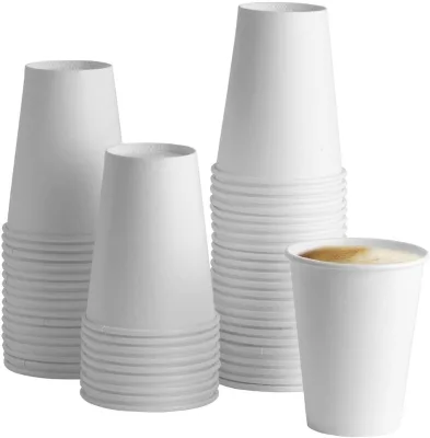 White Paper Disposable Sleeve Cups 4-20oz LFGB Certified for Hot/Cold Beverages Coffee Tea & Juice Business Gift Idea