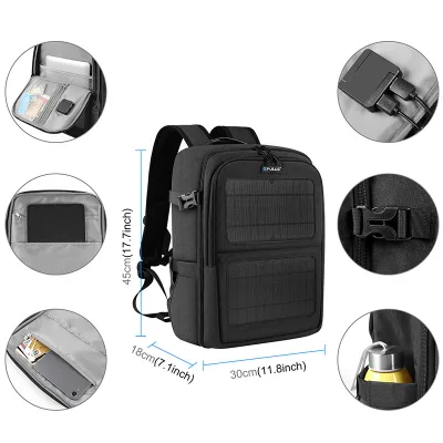 Positionable Waterproof Wholesale Outdoor Travel Solar Panel Charger Bag Durable Solar Backpack