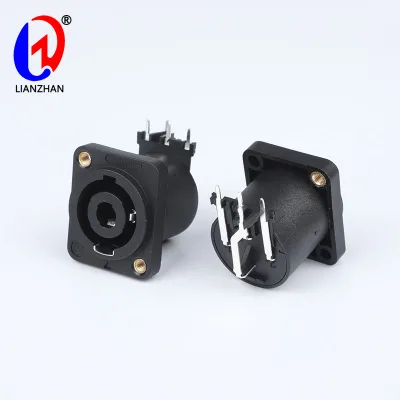 12V 4P Nylon Square Flange Chassis Female Socket Loudspeaker Speakon Panel Mount Connector