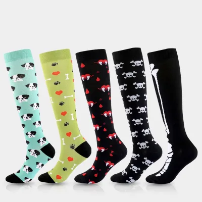 Compression Socks 15-20mmhg Casual Nylon Elastic Knee High Quick Dry Sport Custom Print Compression Socks