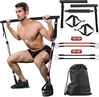 Factory Direct Custom logo Multi-purpose Portable 3-section Pilates bar Kit Pull-up Training bar 30 LB-160 LB