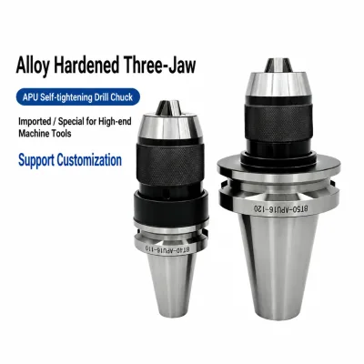 APU Self-Tightening Drill Chuck Alloy Hardened Three-Jaw High Clamping Force 0.005mm Runout for CNC Milling