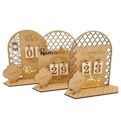 Wooden Ramadan Advent Calender Home Decoration Ramadan Decoration 2023 Muslim Festival Countdown Calendar