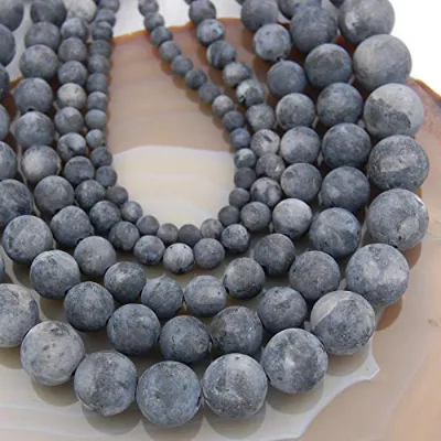 Gorgeous Matte Frosted 8mm Larvikite Black Labradorite Loose Gemstone Beads for Jewelry Making-Necklace Bracelet Stone Beads