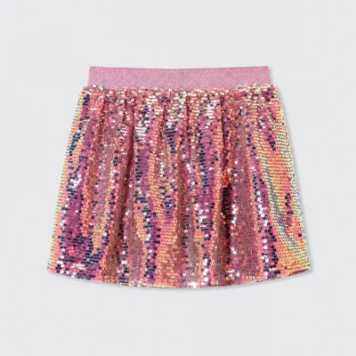 2026 New Arrival Shiny Polyester Toddler Girl Sequin Skirt 2-12 Years  for Birthday Party OEM ODM Custom Fast Wholesale Shipment