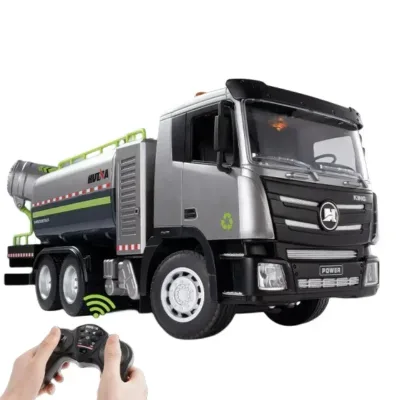 2024 New Huina 1316 9 Channels RCl 1:18 Simulation Sanitation Truck Sprinkler Cannon Fog Metal Model Children's Gift Toy
