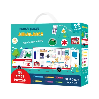 23PCS/Set Ambulance Floor Puzzle Fire Rescue Jigsaw Large Puzzle for Birthday Decorations Learning Educational Preschool Puzzle