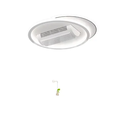 Modern Multifunctional Bladeless Fan with LED Lighting Super Strong Wind Power for Living Room Hotels Home-Remote Control Switch