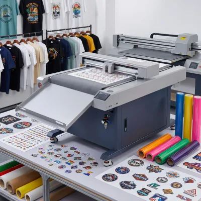 Professional 6090 Flatbed Cutter with Dual Head for Batch UV DTF Crystal Logo and Garment Label Finishing