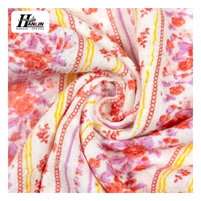 Custom Colorful New Floral Printed 100% Rayon Digital Print Embroidery Fabric Eco-Friendly Designer Girls Woven fabric