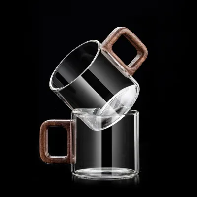 Modern High Borosilicate Heat-Resistant Glass Tea Cup Walnut Small Kung Fu Tea Set Thickened Flower Tea Cup for Household Use