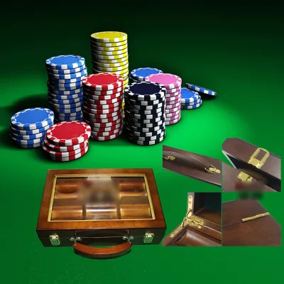 Handmade Visual Portable Durable Large Capacity Wooden Poker Chips Case Holds 40-43 Chips 300 Pieces