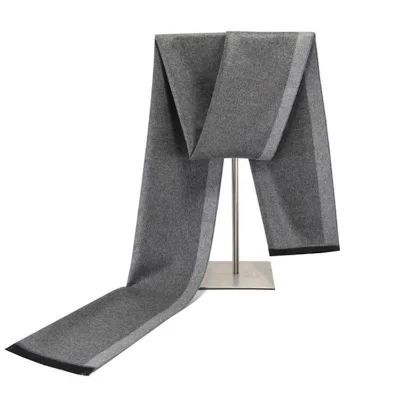 2025 Winter European Style Men'S Business Casual Thick Scarf Solid Color Scarves Warm for Men