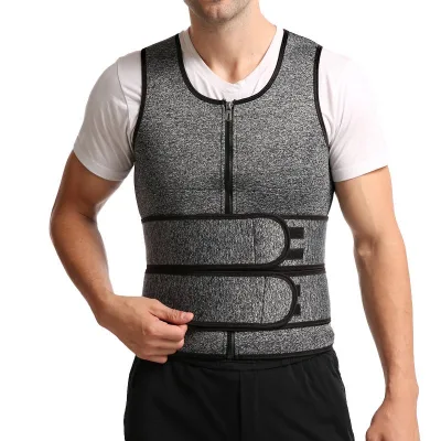 Waist Trainer for Men Sweat Workout Vest with Double Adjustable Waist Trimmer Belt