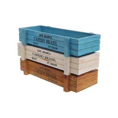 Retro Succulent Flower Pot Wooden Rectangular Flower Pot Wooden Storage Box Succulent Combination Wooden Box