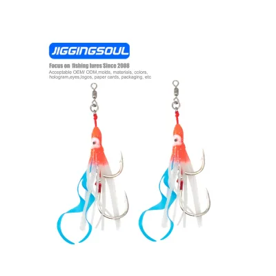 JIGGINGSOUL-FH217-3/0 5/0 Fishing Jig Assist Aquid Hook Uv Glow Octopus Squid Skirt Sea Fishing Aquid Fishing Hook