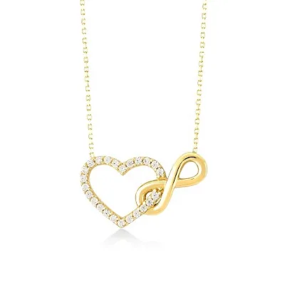 New Design Fine Jewelry 925 Sterling Silver Gold Plated Heart Infinity Pendant Necklace for Women