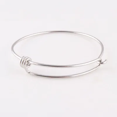 Stainless Steel Adjustable Bangle Double Loop 60mm Adjustable Wire Bangle