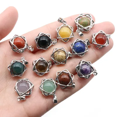 High Quality Hexagram Natural Stone Jewelry Pendant Charm Pendant for Bracelet Necklace Diy Making