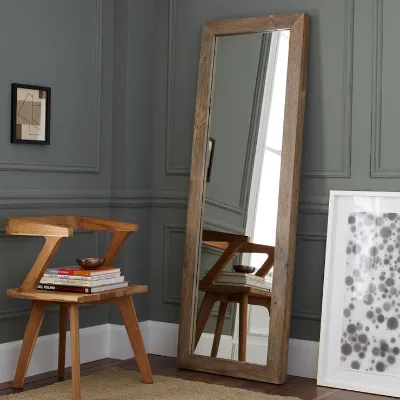 Rectangle Full-length Mirror with Solid Wood Frame Suitable For Bedrooms and Living Rooms Floor-Standing or Wall-Mounted
