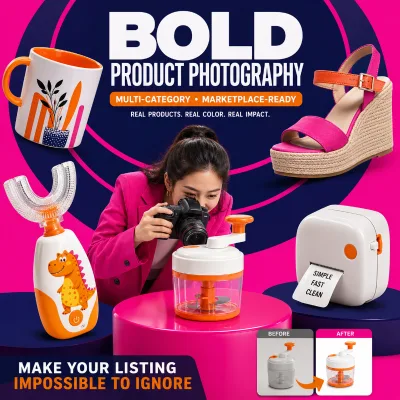 Professional Studio Photography Service with Flash Diffuser Lighting Retouching & Design Support