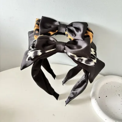 Leopard Print Headband for Women Multi-Layer Large Bow Fashion Accessory
