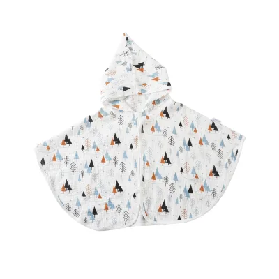 100% Cotton Eco-Friendly Baby Hooded Bath Towel with Animal Print Skin Friendly Non-Irritating Cute Warm Square Shape