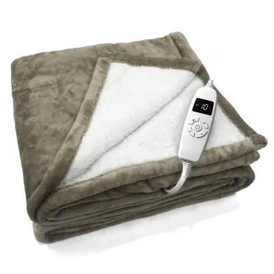 2025 Trending Product ETL 50x60'' Super Cosy Flannel Electric Heating Blanket with 8 Time Settings Detachable Controller