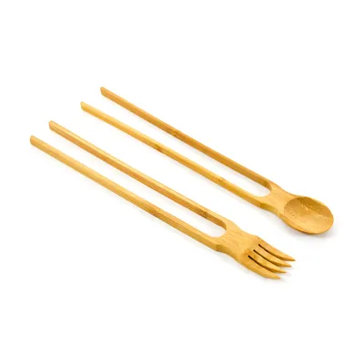 Beginners Cutlery Set Combines Chopsticks Spoon and Fork for Beginners Bamboo Utensils