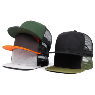 7 Panel Snapback Mesh Hat Puff Printing Hip Hop Fashion Party Sporty Casual Outdoor Applicable Affixed Embroidery Trucker Hats