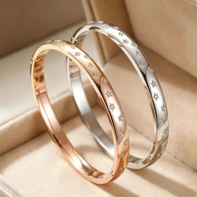 Stainless Steel Star CZ 6mm Bracelet Set for Women zircon Bangle Stackable Dainty Waterproof Hypoallergenic Jewelry Wholesale
