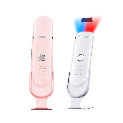 New Red & Blue Light Portable Beauty Equipments Ion Facial Spatula Face Peeling Facelift Cosmetic Equipment Skin Scrubber Gift