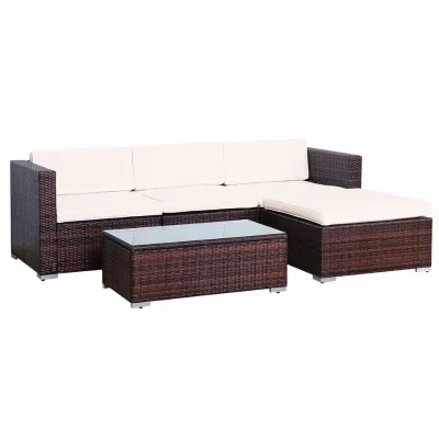 Economical Cheap Garden Sofa Set 7-pieces Sectional Steel Rattan Sofa Set High Quality Outdoor U-type Sofa Rattan Furniture