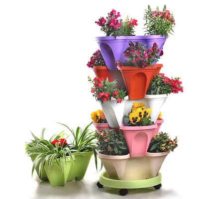 New Arrivals Large 4 Petals 6 Tiered Creation Stackable Planter Vertical Garden for Growing Strawberries Herbs Flowers