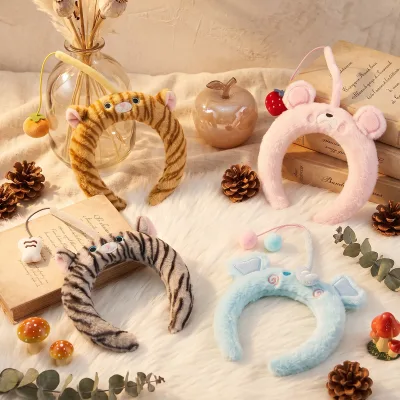 BILOV Girls' Cute Cartoon Cat Fishing Headband for Face Washing, Parties, and Hair Holding; Adorable Hair Band