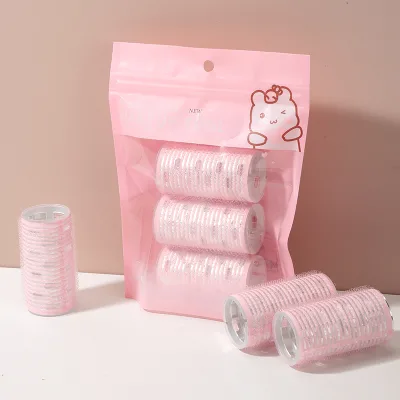 3pcs Ceramic Thermal Hair Rollers Set S911 Pink Velcroe Roller Curlers for Short Long Medium Hair Self-Grip Plastic Hair Rollers