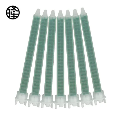 Industrial Static Mixer Nozzle with Orange Base Green Core for AB Epoxy Glue Dispensing System