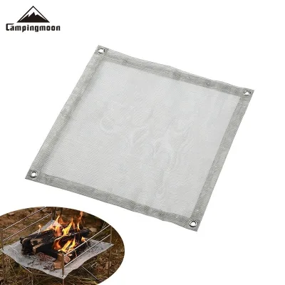 Outdoor Camping Barbecue Grill Fire Net Stainless Steel Fire Pit Rack Mesh Campfire Grill Net Portable Wood Stove for Hiking