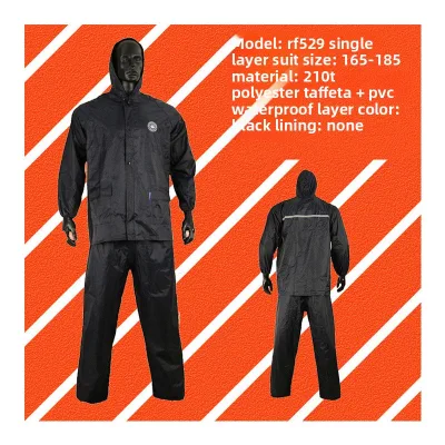 Two-Piece Black Reflective Waterproof Polyester Zipper Safety Clothing Outdoor Sports Fishing Traffic Labor Protection Logo