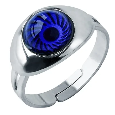 Unisex Magic Eyes Gem Mood Temperature Sensitive Discoloration Ring Bohemian Style Silver Plated Romantic Fashionable