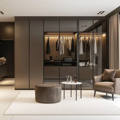High Quality BALOM High-end Whole-house Customized Bedroom Room Light Luxury Style Walk-in Wardrobe Room with Glass Doors