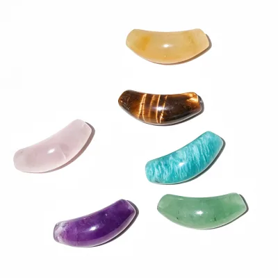 Hot Sale DIY Gemstone Curved Tube Jewelry Beads Different Materials for Choice 26x11mm 1937076