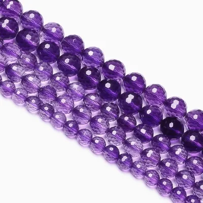 Wholesale 8mm Natural Amethyst Beads 128 Faceted round Purple Gemstone High Quality Loose Beads for Bracelet Making