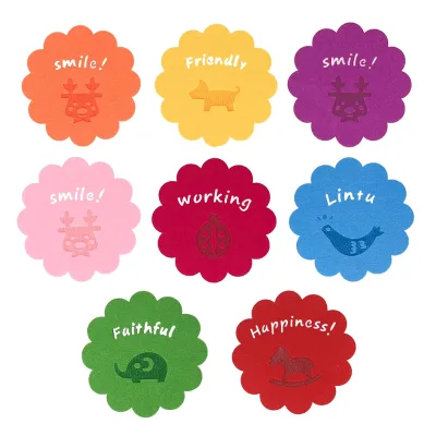 Set of 8 Cute Animal Dining Room Cup Mat Glass Insulated Felt Colour Coasters for Bar Accessories