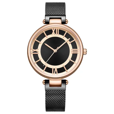 Stainless Steel Mesh Band Ladies Wrist Watch Japan Quartz Movement Simple Classic Style for Women