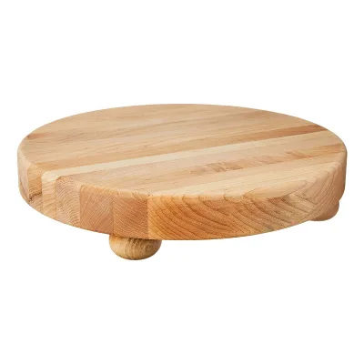 Round Acacia Wood Edge Grain Cutting Board With Feet