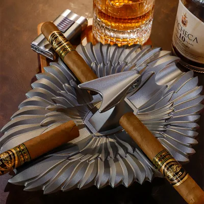 GUEVARA Vintage Deep Round Cigar Ashtray Windproof Europe Design Aluminum-Magnesium Alloy Home & Hotel Use 5 Colors